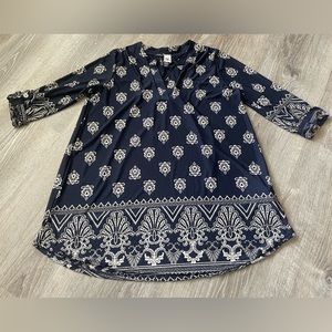 Sew in Love Medium Half Sleeve Navy Blue Flowy Women’s Dress